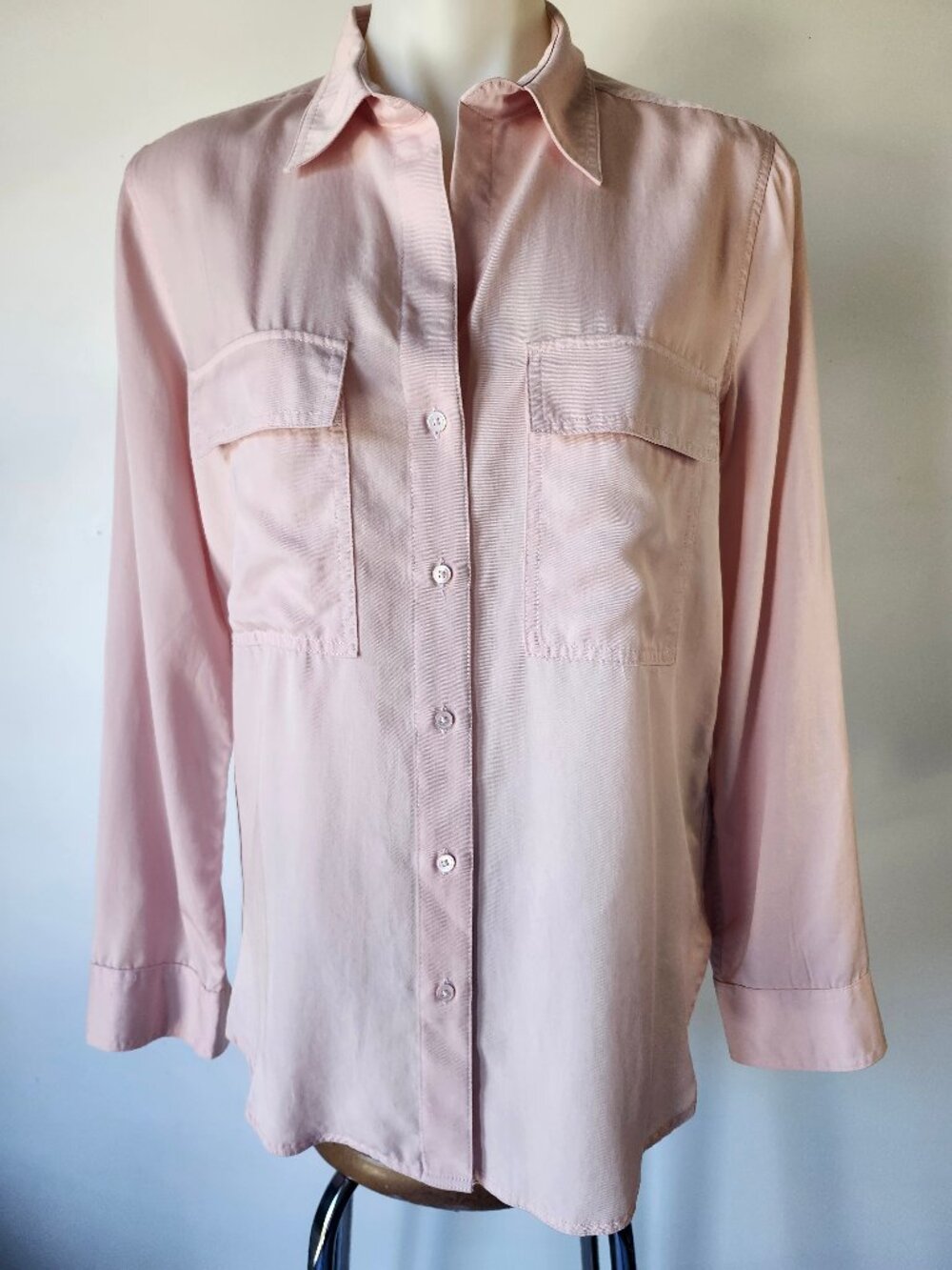 Babaton Soft Baby Pink Long Sleeve Button Up Blouse